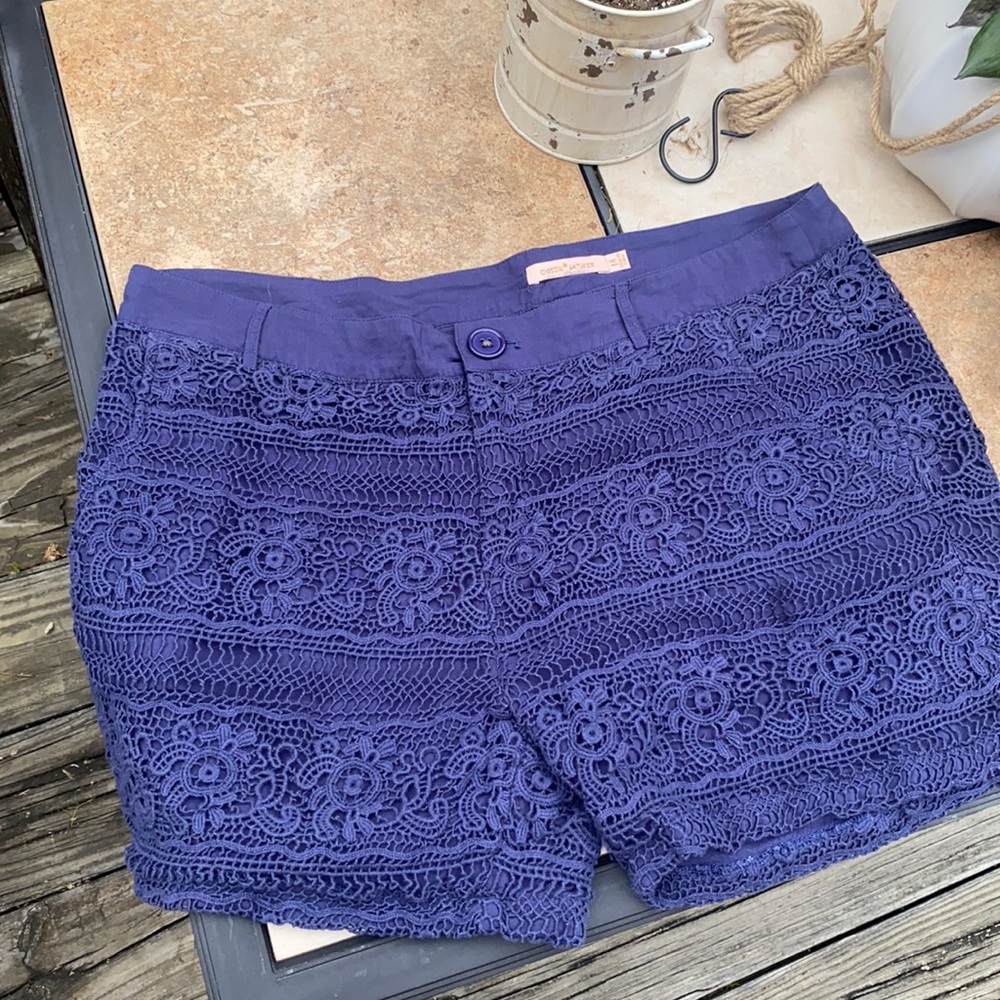 Size 14 navy blue crocheted look shorts